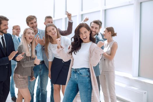 group of happy young people. photo with copy space