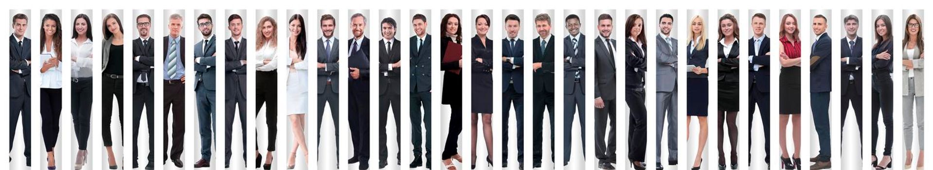 panoramic collage of groups of successful employees. the concept of teamwork