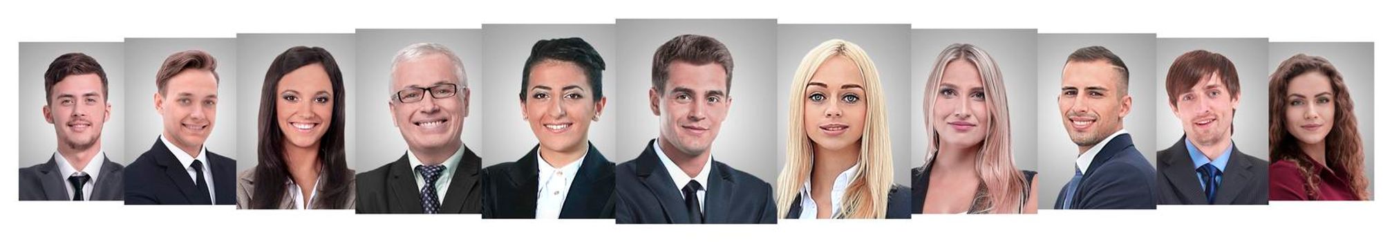 panoramic collage of portraits of young entrepreneurs. business concept