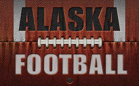 The words, Alaska Football, embossed onto a football flattened into two dimensions. 3D Illustration