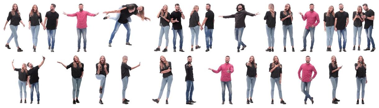 collage of photos of diverse young people. isolated on a white background