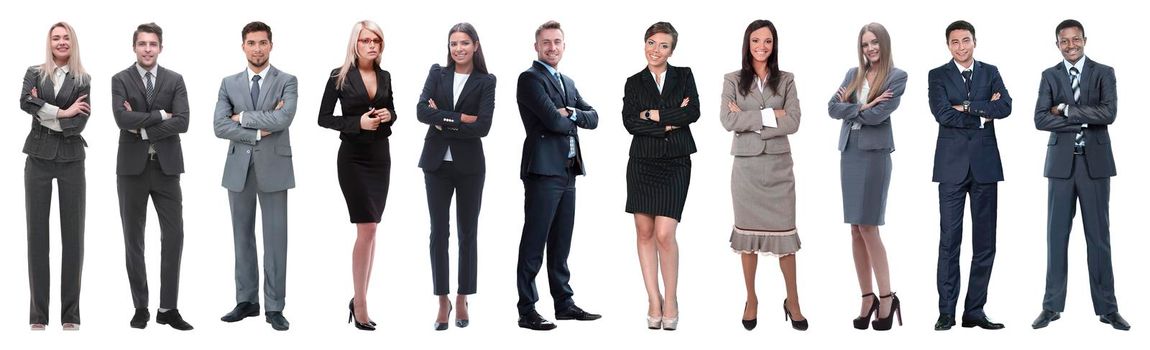 Group of smiling business people. Isolated over white background