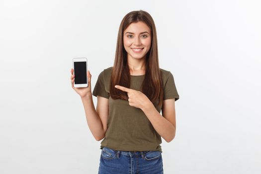 Girl Holding Smart Phone - Beautiful smiling girl holding a smart phone.