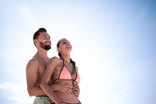 Couple in love on the beach.