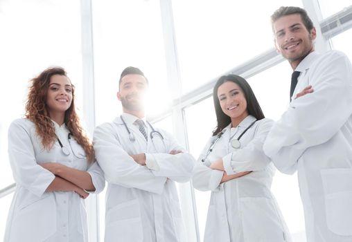closeup.a group of doctors.isolated on a white background