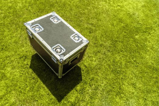 Strong case with protected by corners for shipping valuable and fragile goods. Copy space.