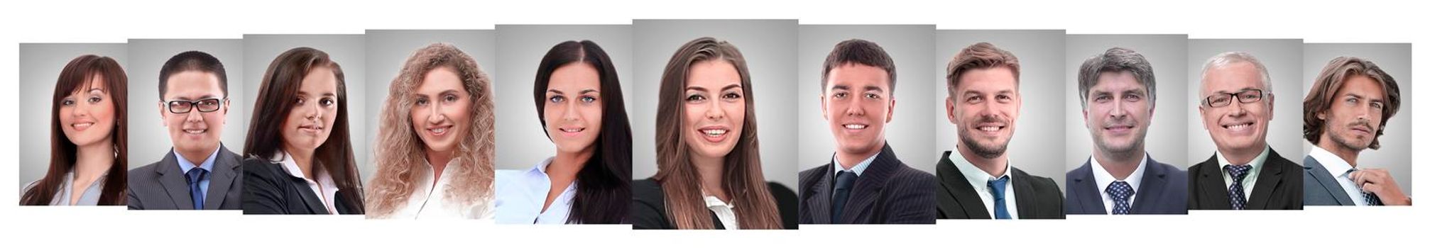 panoramic collage of portraits of young entrepreneurs. business concept