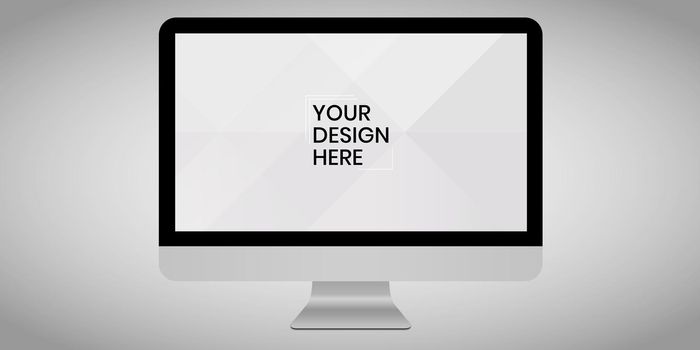 Computer screen on white background mock up. Computer modern monitor design. mock up isolated on gray background PSD. Save with clipping path.