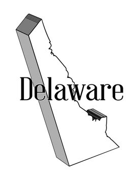 Outline 3 map of the state of Delaware on Awhite Background