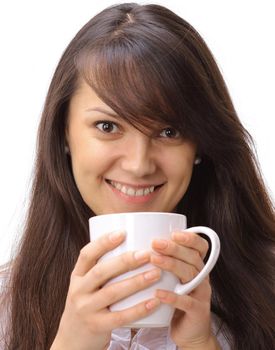 closeup.portrait of beautiful young woman holding a Cup of tea