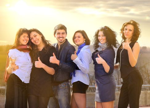 Group of merry students.