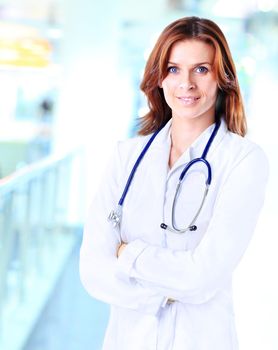 Smiling medical woman doctor at Hospital