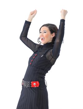 Beatiful business woman . Isolated on a white background.