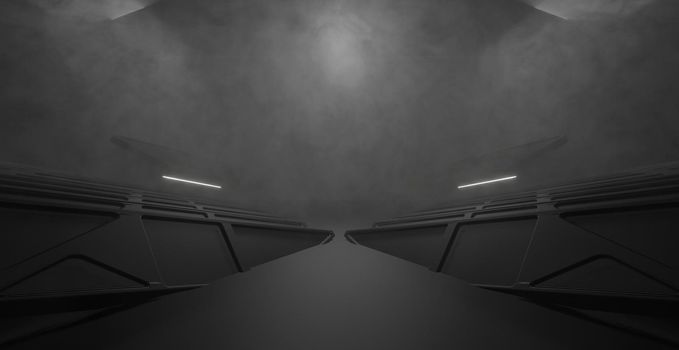 Futuristic Modern Light and Smoke Scene Digital Technology Structure Space Background Wallpaper 3D Illustration