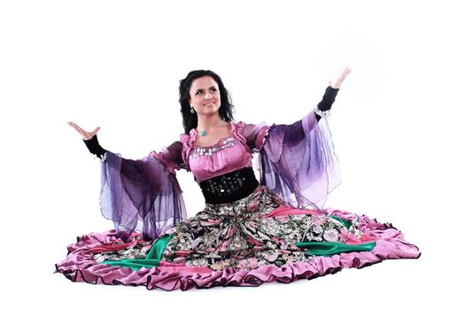 Gypsy dancer.Gypsy dance.a dance show.the national costume.ethnic culture..the photo with blank space for text