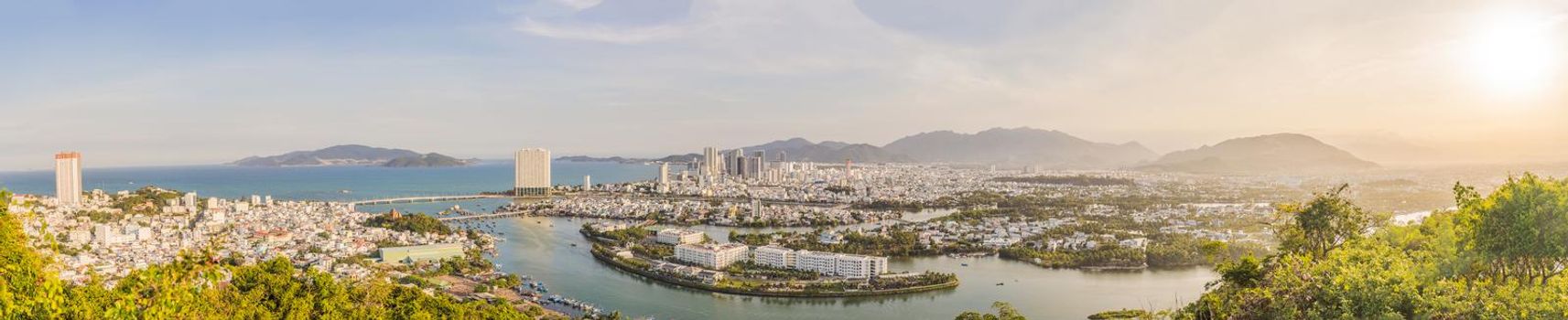 Panorama of the city of Nha Trang, Vietnam. Panoramic daytime view of Nha Trang city, popular tourist destination in Vietnam.