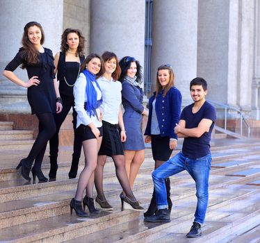 Group of merry students.