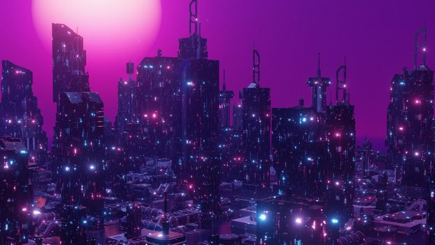 Futuristic City Scape Metaverse Background Digital Data Network Transformation for Next Generation Technology 3D Render