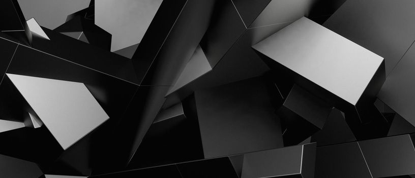 Abstract Luxury Geometric Modern Chaos Cubes Modern Silver Gray Iillustration Background Wallpaper 3D Illustration