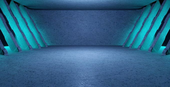 Artificial Intelligence Lighted Light Blue Abstract Background Pedestal Concept 3D Illustration