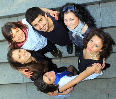 Group of merry students.