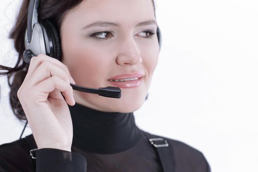 closeup.portrait of an employee call center.