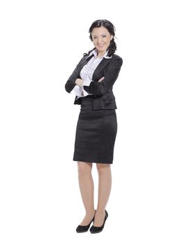 in full growth.portrait of successful business woman.isolated on white.