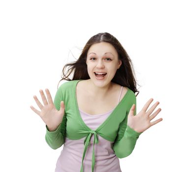 closeup .portrait of a happy modern young woman.isolated on white background