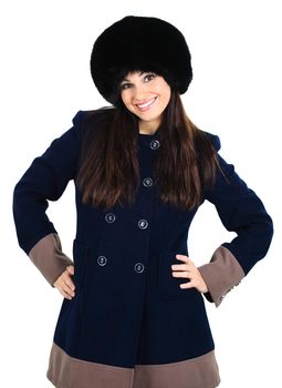 beautiful girl in a fur hat