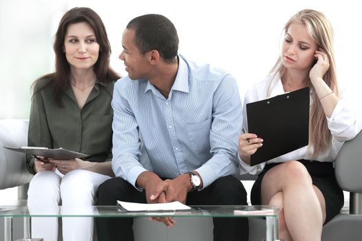 business team with laptop during a work break.photo with copy space