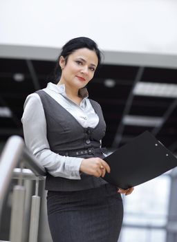 close up.the employee with the clipboard