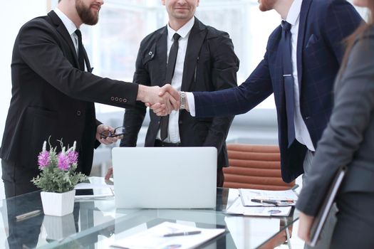 handshake of business partners after discussion, the Finance project.
