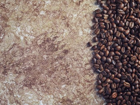 coffee beans on wooden background and empty space