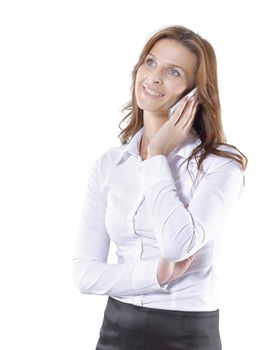 woman consultant talking on a mobile phone.photo with copy space