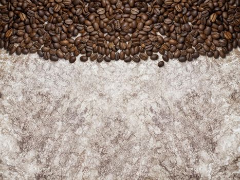 coffee beans on wooden background and empty space