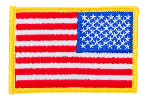 Military stripe of US army. American flag over white background.