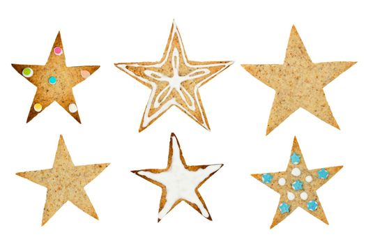 Set of star-shaped cookie. Christmas biscuits isolated on white background.