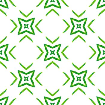 Textile ready artistic print, swimwear fabric, wallpaper, wrapping. Green dazzling boho chic summer design. Summer exotic seamless border. Exotic seamless pattern.