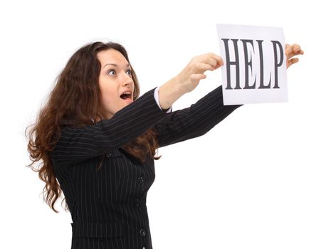 The beautiful business woman asks of the help
