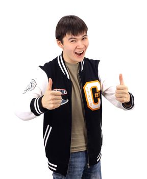 Portrait of an emotional young man. Isolated over white background.