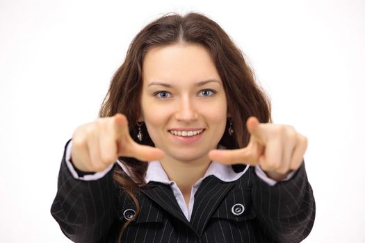The beautiful business woman on a white background