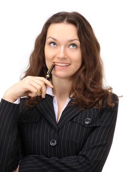 The beautiful business woman on a white background