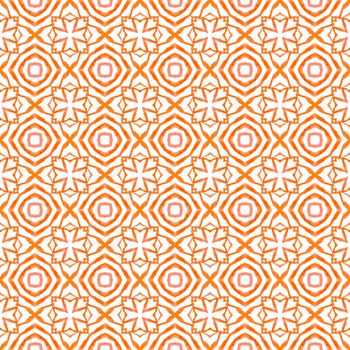 Textile ready eminent print, swimwear fabric, wallpaper, wrapping. Orange imaginative boho chic summer design. Trendy organic green border. Organic tile.