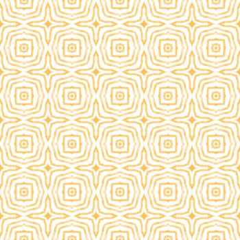 Textured stripes pattern. Yellow symmetrical kaleidoscope background. Textile ready nice print, swimwear fabric, wallpaper, wrapping. Trendy textured stripes design.