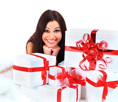 Young happy woman with a gift