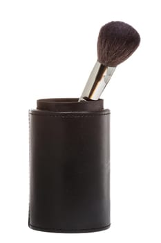 Makeup brush in makeup case isolated on a white background