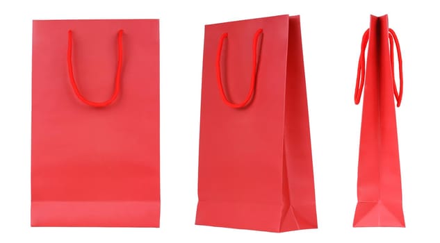 Blank shopping bag set isolated on a white background. Paper bags with copy space
