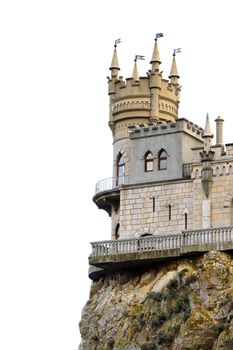 Medieval castle over white background. Swallow's Nest, The Crimean Peninsula, Ukraine.