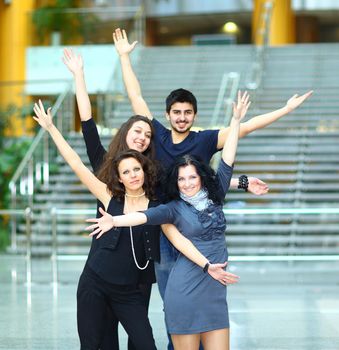 Group of merry students.