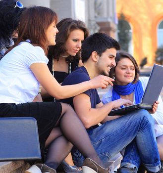 Group of merry students.